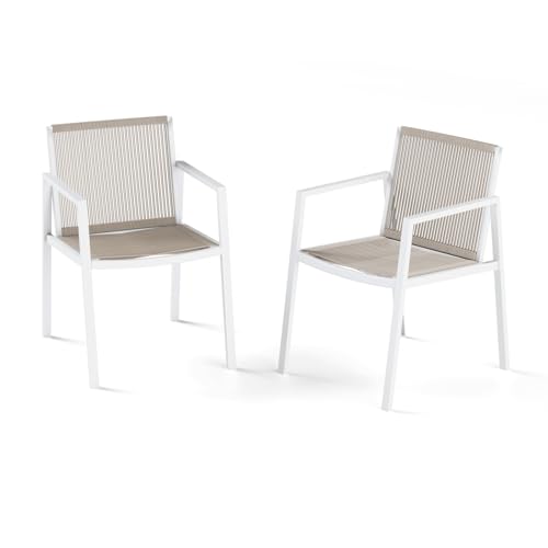 ZANDOR ZANDOR Outdoor Patio Dining Chairs Set of 2,Aluminum Patio Dining Chairs with Armrests, All-Weather Furniture for Lawn,Garden,Yard, Poolside and Indoor,White