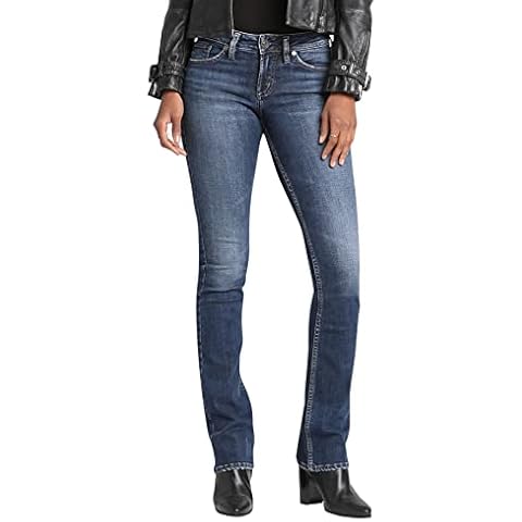 Silver Jeans Co. Women's Suki Curvy Fit Mid Rise Slim Bootcut Jeans, Vintage Dark Wash, 32W x 35L Cover