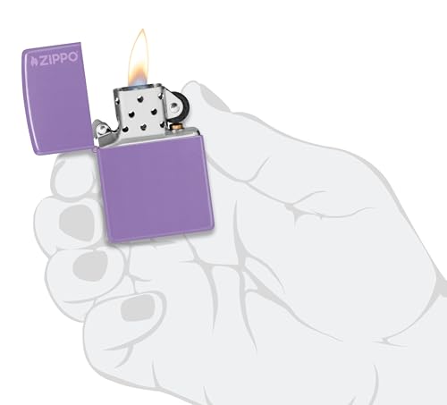 Image of Zippo Classic Smoky Lavender Windproof Lighter - Matte Finish with Zippo Logo, Refillable