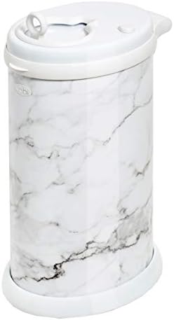 Ubbi Stainless Steel Nappy Bin, Odour Locking, No Special Bag Required, Award-Winning Diaper Pail, Cassette Free Disposal System, Marble