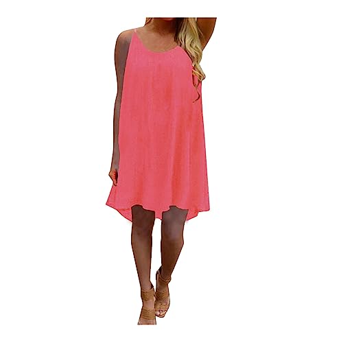 Robe d'été courte en mousseline rose anti-chaleur dos ouvert femme