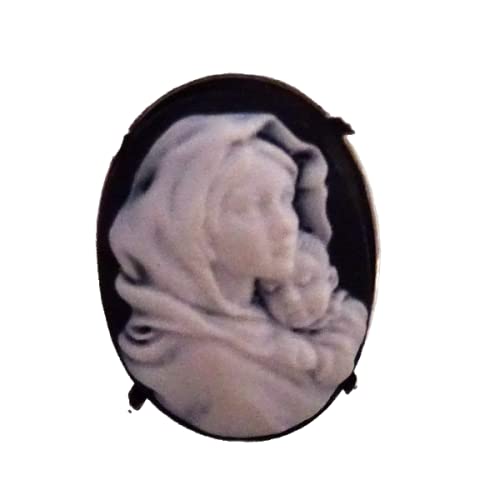 Bague camée argent 925 Vierge à l'Enfant idée cadeau baptême communion