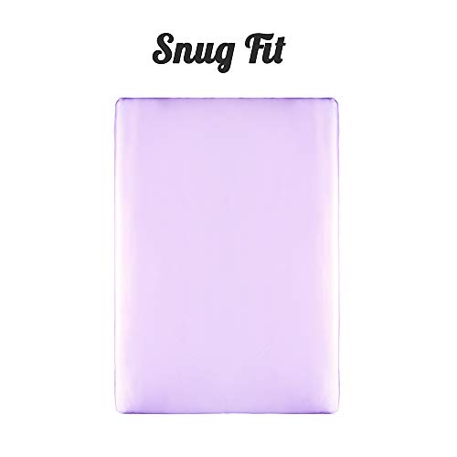 Image of Pro Goleem Satin Pack n Play Playard Sheet Great for Baby Hair Soft Silk Feeling 27x39 Inch Fitted Portable Mini Crib Sheet Playard Mattress Cover for Girls Lavender
