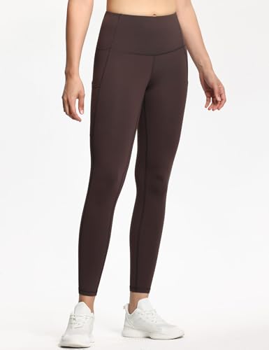 Image of THE GYM PEOPLE Thick High Waist Yoga Pants with Pockets, Tummy Control Workout Running Yoga Leggings for Women
