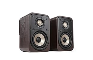 Polk Signature Elite ES10 Surround Loudspeaker - Hi-Res Audio Certified, Dolby Atmos & DTS:X Compatible, 1" Tweeter & 4" Woofer, Power Port Technology for Effortless Bass (Pair, Contemporary Walnut)