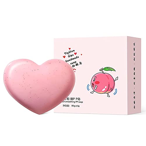 Peach Scent Whitening Scrub Soap, Exfoliating Heart Shaped Soap, Exfoliating Face Wash and Moisturizing Bar Cleanser for Sensitive Skin, Face, Body (1Pcs)