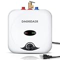 110/120v 1.5kw Mini Tank Electric Water Heater 2.5 Gallon Compact Under Sink Heater Knob Temperature Adjustment Instant Hot Water Heater For Home Kitchen (2.5 Gallon- White)