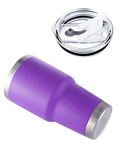 Image of 30oz Tumbler Stainless Steel Double Wall Vacuum Insulated Mug with Straw and Lid, Cleaning Brush for Cold and Hot Beverages (30oz Purple)
