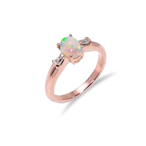 Bague opale naturelle homme femme, cadeau idéal en argent vintage R046