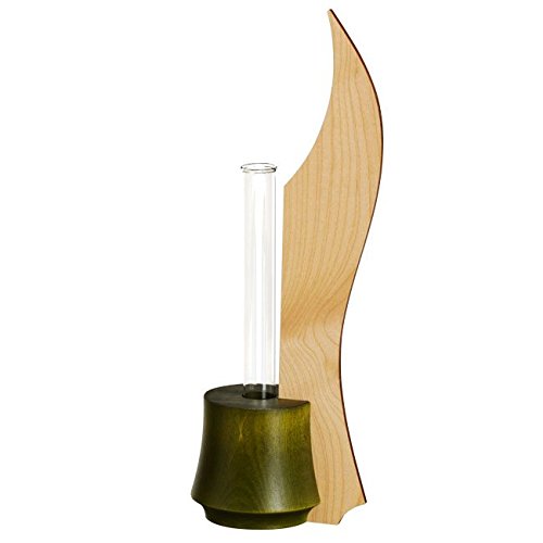 Vase à tableau en bois noble érable fait main design vert mousse 25cm