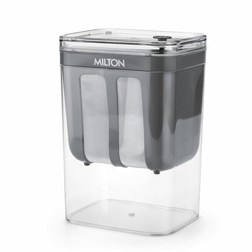 Image of MILTON 2 in 1 Greek Yogurt & Hung Curd Maker with Fine Mesh Strainer & Lid | Whey Separator | Hung Curd Strainer Box | for Homemade Yogurt, Curd, Paneer, Cheese & More | 1100ml | Grey