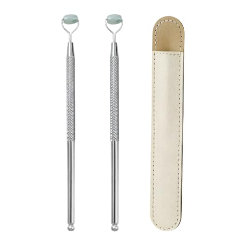 NKQ Metal Eyelid Massage Wand for Dry Eyes Eyelid Roller for Chalazion Stye & MGD Relief Improves Meibum Flow & Unclogs Oil Glands Gentle Meibomian Gland Expression for Blocked Eyelid Glands (mini)