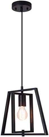 LBTSMUK Modern Industrial Pendant Light in Welding Finish with Matte Black Shade, Adjustable Trapezoidal Pendant Lighting for Kitchen Island, Dining Rooms, Living Room, Bar