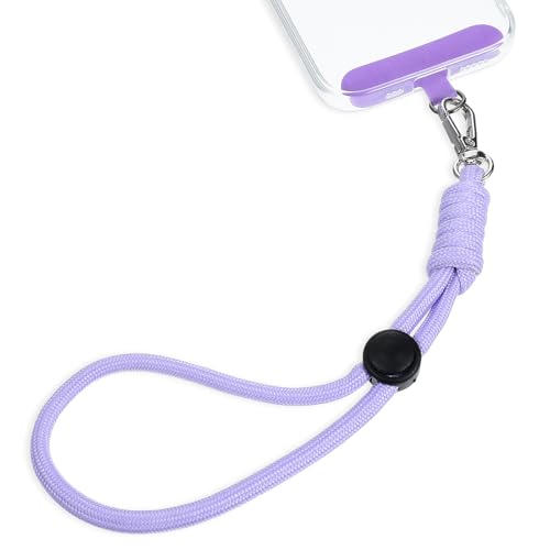 Amabro Cadena para teléfono móvil corta, cordón universal, ajustable para la mayoría de los teléfonos, antipérdida, con parche ultrafino, morado, 1
