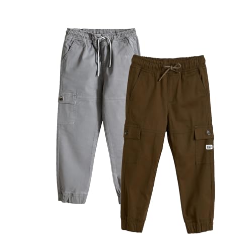 Image of Amazon Brand - Symbol Boy's Cotton Cargo Jogger | Elasticated Waistband and Cuff | Stretchable | Age 2-14 Years