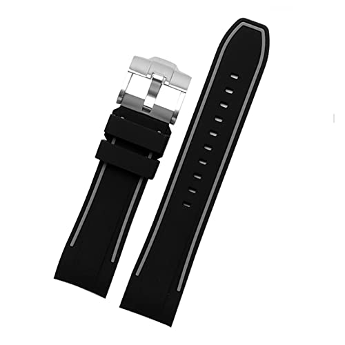 Bracelet caoutchouc silicone pliable 23mm 24mm anti irritation montre - 4