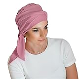 CAREBELL Smooth - Turbante gorro oncologico de bamb&uacute; para quimioterapia o alopecia (Rosa Palo)