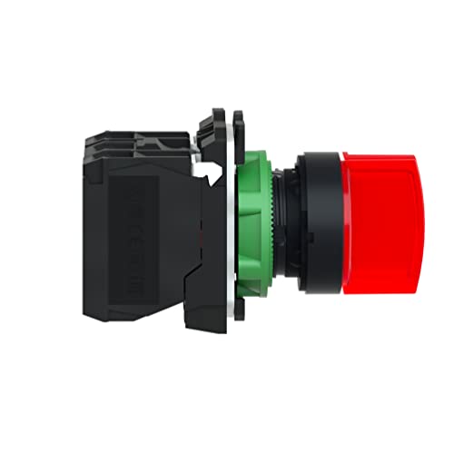 Schneider Electric Illuminated selector switch, Harmony XB5, grey plastic, red handle, 22mm, 3 positions, universal LED - Image 3