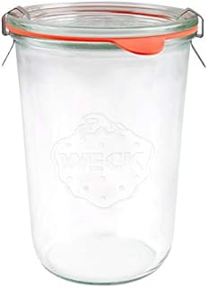 EcoBaker WECK 743 850ml Wide Mouthed Storage Jar Including Glass Lid, Seal & Clamps For Sourdough, Preserving, Canning, Yoghurt, Kimchi, Jam.
