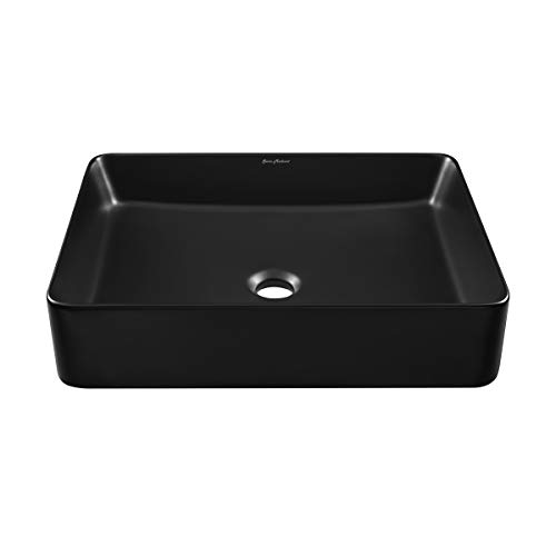 Image of Concorde 20 inch Rectangle Ceramic Vessel Sink in Matte Black