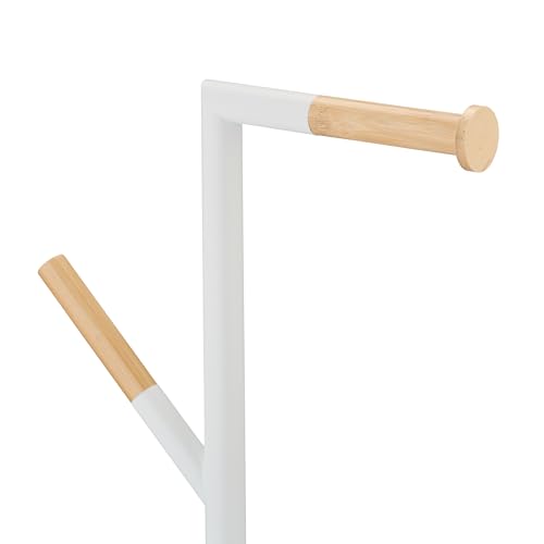 Image of Relaxdays WC Set, HxWxD: 64 x 27 x 22 cm, Free-Standing Roll & Brush Holder, Replacement Heads, Stainless Steel, White