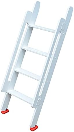 Milky White Wooden Bunk Bed Ladder - 44cm Wide Heavy Duty Adjustable RV Step Ladder for Dormitory & Attic Beds - Easy Setup, Sturdy Design for Safe Access
