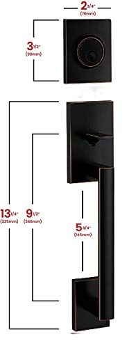 Image of Berlin Modisch HandleSet Front Door Entry Handle and Deadbolt Lock Set Slim Square Single Cylinder Deadbolt and Lever Reversible for Right & Left Sided Doors Heavy Duty - Oil Rubbed Bronze