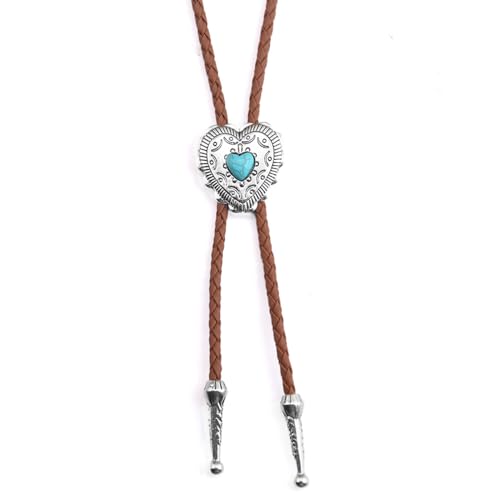 Image of Joxevyia Bolo Tie for Men Vintage Cow Skull Leather Rope Western Cowboy Necktie Vintage Bola Tie Gift for Him