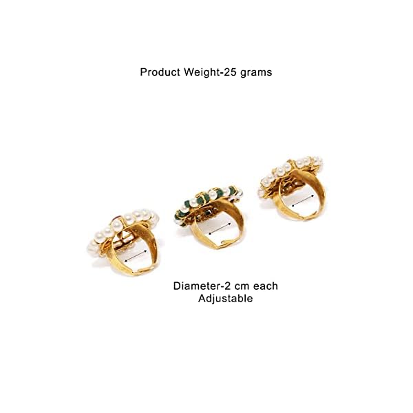 ZAVERI PEARLS Combo Of 3 Traditional Adjustable Finger Ring For Women-ZPFK8732 - Image 8