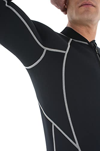 SEAC Carezza Man, Muta Lunga Monopezzo in Neoprene bifoderato da 2 mm, con Cerniera Anteriore e Protezioni in PU sulle Ginocchia Uomo, Nero, XXL