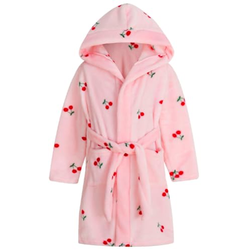 Kids Bathrobe Hooded Plush Fleece Robe for Girls Boys