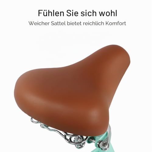 Glerc Missy 20\ Zoll Mädchen Cruiser Kinder Fahrrad 6-Gang Teen Hybrid City Fahrrad für Jugend Alter 6 7 8 9 10 11 12 Jahre alt mit Weidenkorb & Leichtgewicht, Mintgrün