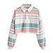 Felpe Corte Tumblr Ragazza Donna Polo collo,Ragazza Felpa Sweatshirt Elegante Pullover Autunno Manica Lunga Crop Top Maglietta Cotone Camicette T-Shirt Yoga Fitness Calcio Sportiva