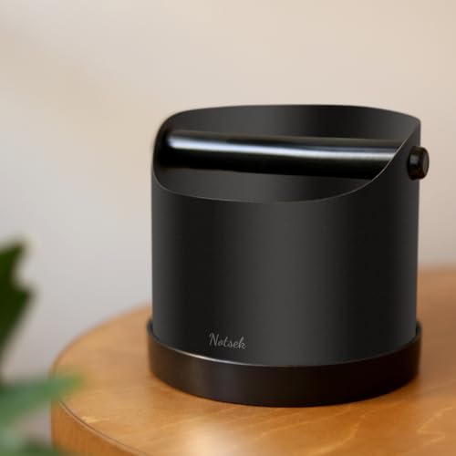 NOTSEK Abklopfbehälter für Siebträger, 1.2L Edelstahl Kaffee Knock Box, Kaffeesatz Abschlagbehälter, Abschlagbox für Siebträgermaschine Zubehör (Schwarz)