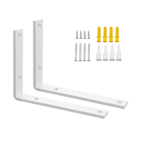 SAYAYO Escuadras para Estanterias de Alta Resistencia 200mm Escuadras Metalicas Soporte de Estantería de Pared Blanca 2 Piezas Soportes para Estanterías Flotantes Invisibles Capacidad de Carga 50 KG