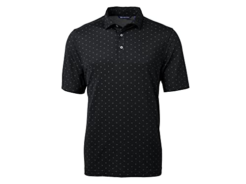 Cutter & Buck mens Short Sleeve Virtue Eco Pique Tile Print Polo Shirt, Black, Large US