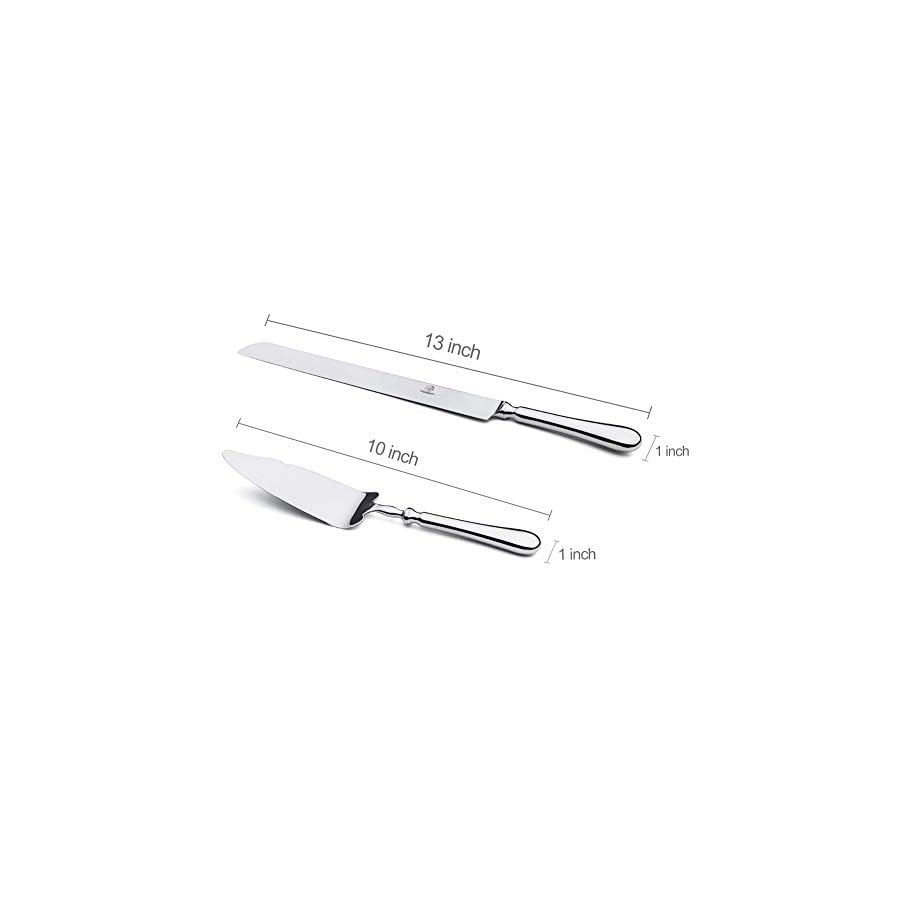 2-Piece-Wedding-Cake-Knife-and-Server-Set1810-Stainless-Steel-Cake-cutting-Set-Pie-Server-Cake-Cutter-Knife-for-BirthdayAnniversaryHolidayBaby-ShowerParty OTW PAVILION 2 Piece Wedding Cake Knife and Server Set,18/10 Stainless Steel Cake cutting Set Pie Server Cake Cutter Knife for Birthday,Anniversary,Holiday,Baby Shower,Party