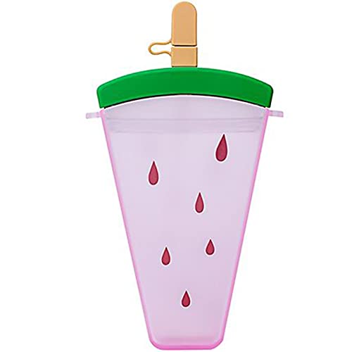 lefeindgdi Botellas de agua de plástico de 320 ml, botella de agua de helado de sandía linda de 4 colores con pajita, taza de agua portátil anticaída con forma de paleta para niñas