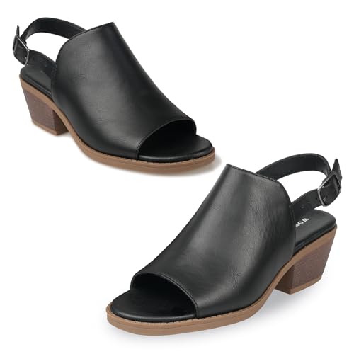 Wide Foot Heels for Women,Low Chunky Heel Sandals,Open Toe Ankle Strap Shoes,Comfortable Dress Heels2