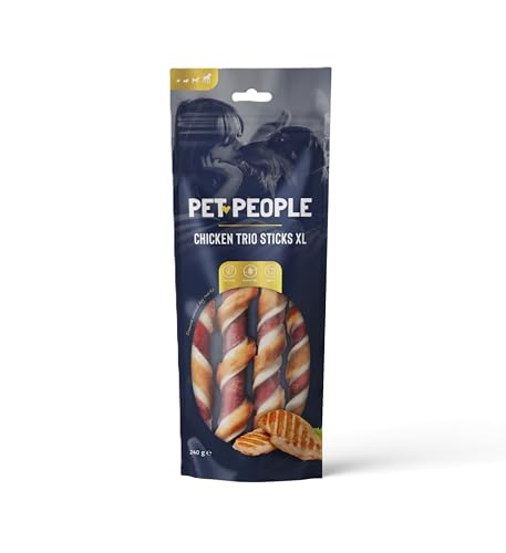 Pet People Chicken Trio Sticks XL 240g, Natural, Grain Free, High Protein, Dental Care, Dog Snacks - 8pc, 80g (1 Bag)