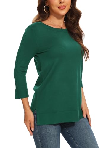 Spicy Sandia Women's 3/4 Cable Knit Sleeve Crew Neck Pullover Sweaters Dressy Casual Lightweight Knit Tunic Tops2