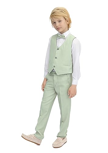 Reviews de Trajes y Blazers para Niño los más recomendados. 45 Lilax - Conjunto de traje formal de 4 piezas, chaleco, pantalones y corbata para niños, Verde, 2 Años