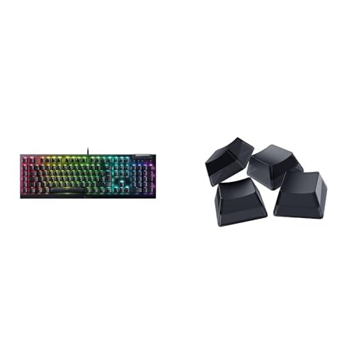 Razer BlackWidow V4 X (Green Switch) + Phantom Tastenkappen-Set - Mechanische Gaming-Tastatur Snap Tap (Mechanische Green Switches, 6 Makro-Tasten, RGB Chroma) QWERTZ DE-Layout | Schwarz