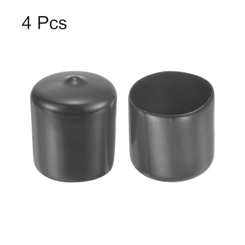 Image of uxcell 4pcs Rubber End Caps 33mm(1 5 /16 inch) ID Vinyl Round End Cap Cover Screw Thread Protectors Dark Grey, 30mm Height