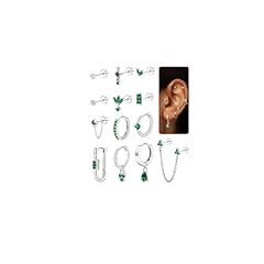 silver plated earrings+green cz