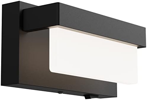 LIGHTINN Wall Sconce Black Wall Light with On/Off Switch 8 inch LED Wall Lamp Acrylic Lampshade 4000K Sconce Wall Lighting