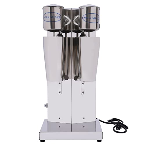 Double-Head Milkshake Maker, 110V Commercial Stainless Steel Milk Shake Machine, 16000rpm High Speed Electric Drink Blender Mixer, Infinitely Variable Speed Milkshake Machine for Coffee Tea Shop