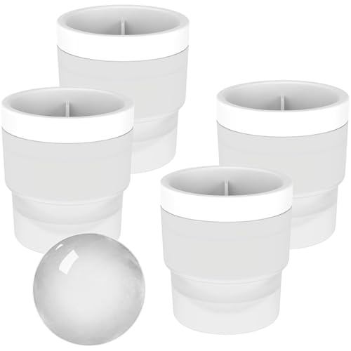 4 Pcs Sphere Ice Cube Mould, 6cm Silicone Ice Sphere Moulds, Reusable Stackable, Easy-Release Freezer ICES Spheres Maker, for Whisky, Cocktails, Soft Drinks, Perfect for Parties and BBQs