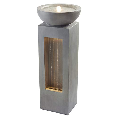 Serenity Water Feature Light Up LED Fountain Cement Garda Design Crack Resistant & Self Contained for Garden, Decking & Patio (Height - 101cm)