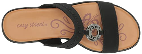 Easy Street Women's Talia Wedge Sandal, Black, 7.5 #TOP4